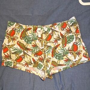 Joe Fresh Tropical Parrot Print Shorts - Red, Green, Cream